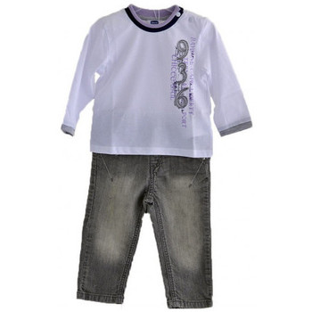 Oblečenie Deti Tričká a polokošele Chicco Komplette Jeans- T-ShirtmitlangenÄrmeln Biela