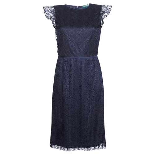 Oblečenie Žena Krátke šaty Lauren Ralph Lauren LACE CAP SLEEVE DRESS Námornícka modrá