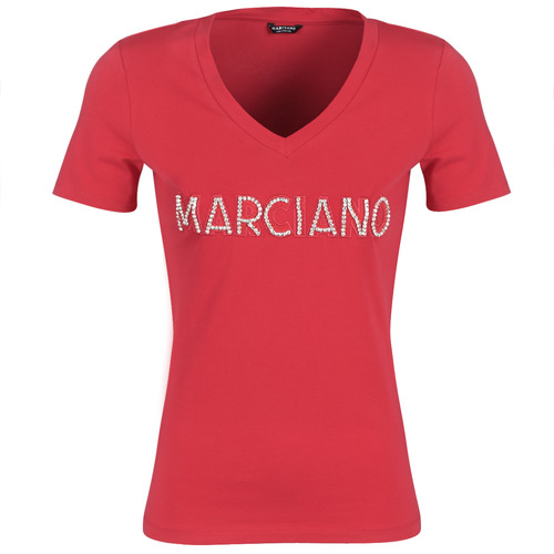 Oblečenie Žena Tričká s krátkym rukávom Marciano LOGO PATCH CRYSTAL Červená