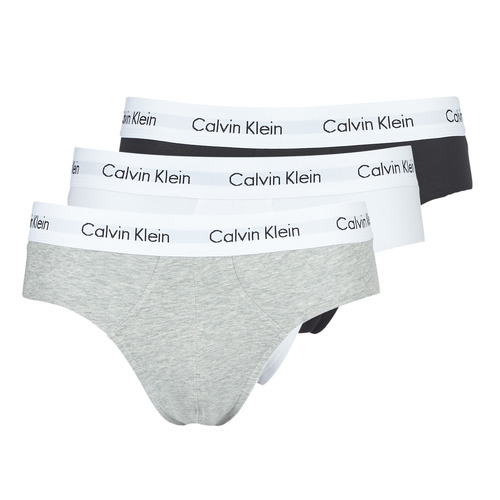 Spodná bielizeň Muž Slipy Calvin Klein Jeans COTTON STRECH HIP BREIF X 3 Čierna / Biela / Šedá / Frkaná