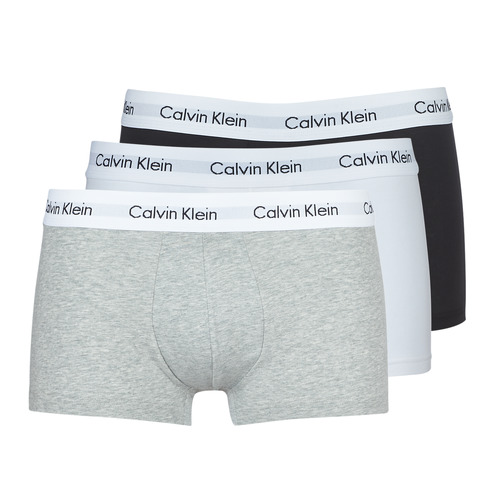 Spodná bielizeň Muž Boxerky Calvin Klein Jeans COTTON STRECH LOW RISE TRUNK X 3 Čierna / Biela / Šedá / Frkaná