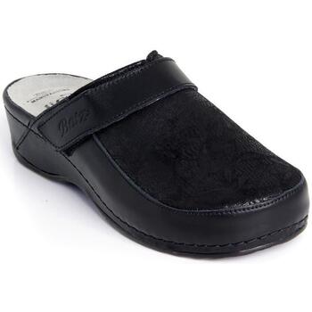 Topánky Žena Sandále Batz Dámske kožené čierne šľapky ELENA čierna