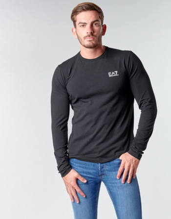 Oblečenie Muž Tričká s dlhým rukávom Emporio Armani EA7 TRAIN CORE ID M TEE LS ST Čierna / Logo / Biela