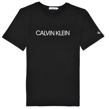 Oblečenie Chlapec Tričká s krátkym rukávom Calvin Klein Jeans INSTITUTIONAL T-SHIRT Čierna