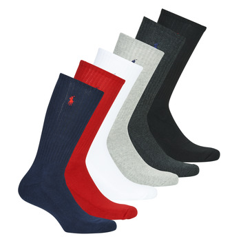 Spodná bielizeň Vysoké ponožky Polo Ralph Lauren ASX110 6 PACK COTTON Čierna / Červená / Námornícka modrá / Šedá / Šedá / Biela