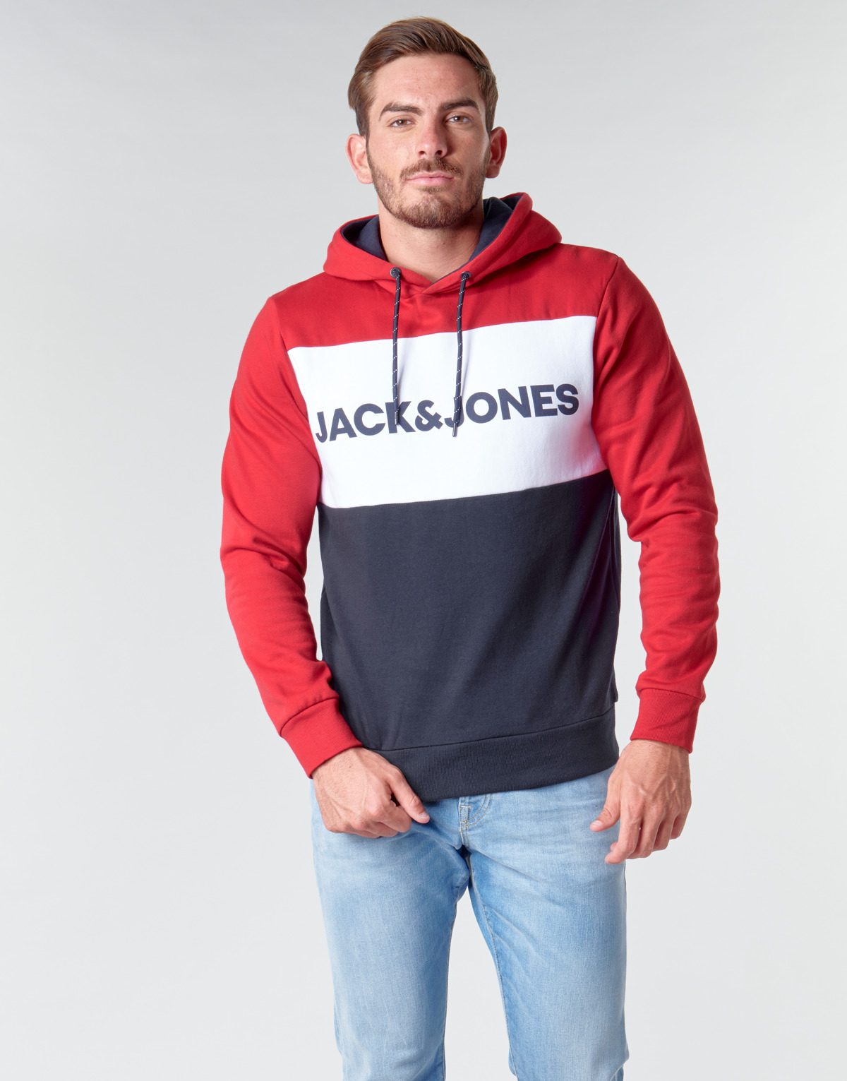 Oblečenie Muž Mikiny Jack & Jones JJELOGO BLOCKING Červená