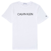 Oblečenie Chlapec Tričká s krátkym rukávom Calvin Klein Jeans INSTITUTIONAL T-SHIRT Biela