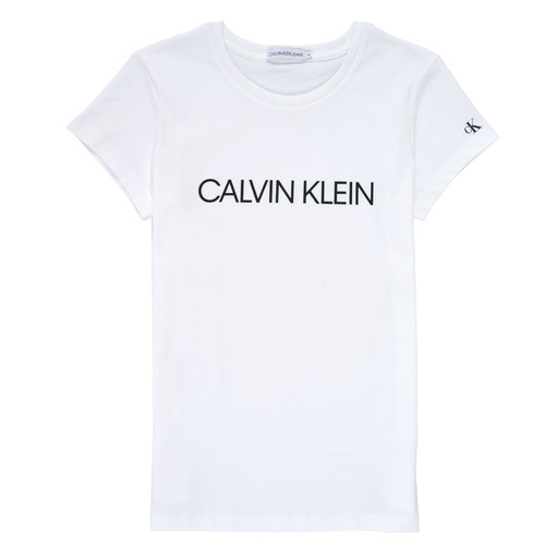 Oblečenie Dievča Tričká s krátkym rukávom Calvin Klein Jeans INSTITUTIONAL T-SHIRT Biela