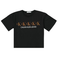Oblečenie Dievča Tričká s krátkym rukávom Calvin Klein Jeans CK REPEAT FOIL BOXY T-SHIRT Čierna