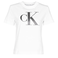 Oblečenie Žena Tričká s krátkym rukávom Calvin Klein Jeans SATIN BONDED FILLED CK TEE Biela