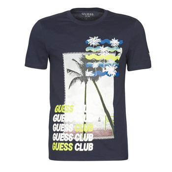 Oblečenie Muž Tričká s krátkym rukávom Guess GUESS CLUB CN SS TEE Námornícka modrá