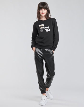 Oblečenie Žena Nohavice päťvreckové Karl Lagerfeld FAUXLEATHERJOGGERS Čierna