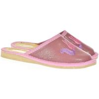 Topánky Deti Šľapky Just Mazzoni Detské kožené papuče jednorožec KYARA 35-38 ružová