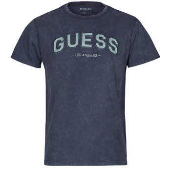 Oblečenie Muž Tričká s krátkym rukávom Guess GUESS COLLEGE CN SS TEE Námornícka modrá