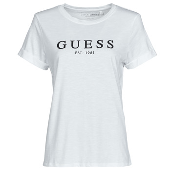 Oblečenie Žena Tričká s krátkym rukávom Guess ES SS GUESS 1981 ROLL CUFF TEE Biela