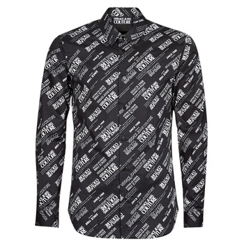 Oblečenie Muž Košele s dlhým rukávom Versace Jeans Couture SLIM PRINT WARRANTY Čierna / Biela