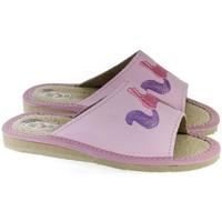 Topánky Deti Šľapky Just Mazzoni Detské kožené ružové papuče jednorožec KYARA 25-34 ružová