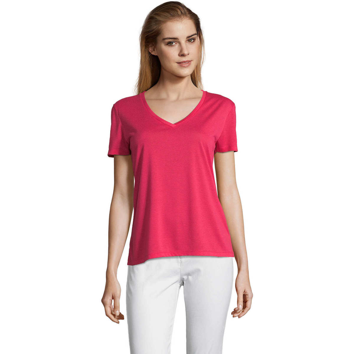 Oblečenie Žena Tričká s krátkym rukávom Sols MOTION camiseta de pico mujer Ružová