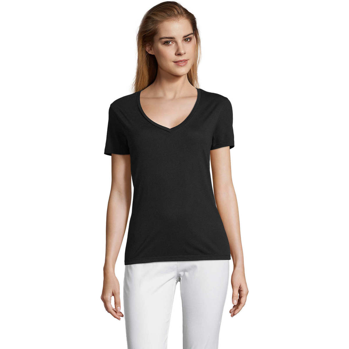 Oblečenie Žena Tričká s krátkym rukávom Sols MOTION camiseta de pico mujer Čierna