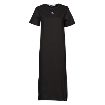 Oblečenie Žena Dlhé šaty Calvin Klein Jeans CK RIB LONG T-SHIRT DRESS Čierna
