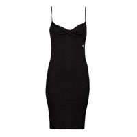 Oblečenie Žena Krátke šaty Calvin Klein Jeans STRAPPY TWISTED RIB DRESS Čierna