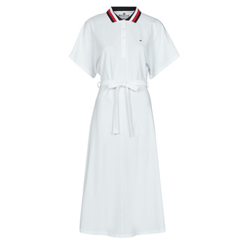 Oblečenie Žena Krátke šaty Tommy Hilfiger GBL STP FLARE MIDI POLO DRESS SS Biela