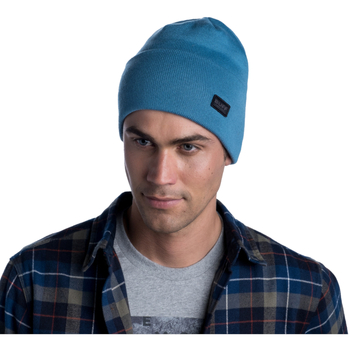 Buff Knitted Hat Niels Modrá