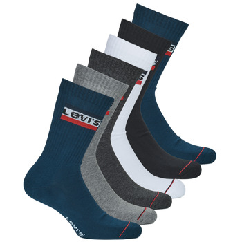 Spodná bielizeň Kotníkové ponožky Levi's REGULAR CUT SPORT LOGO X6 Modrá / Biela / Šedá / Čierna