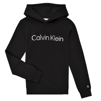 Oblečenie Dievča Mikiny Calvin Klein Jeans INSTITUTIONAL SILVER LOGO HOODIE Čierna