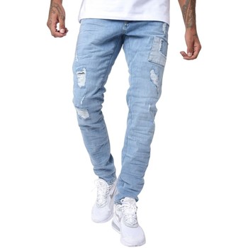 Oblečenie Muž Rifle Slim
 Project X Paris Jeans skinny avec empiècements style patch bleu clair