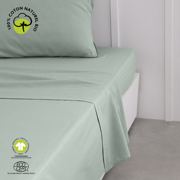 Domov Plachty Today Drap Plat 180/290 Coton TODAY Organic Celadon Svetlá zelená pastelová