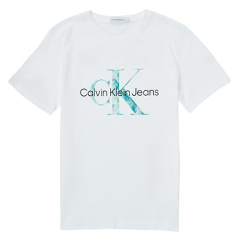 Oblečenie Deti Tričká s krátkym rukávom Calvin Klein Jeans MONOGRAM LOGO T-SHIRT Biela