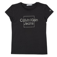 Oblečenie Dievča Tričká s krátkym rukávom Calvin Klein Jeans METALLIC BOX SLIM FIT T-SHIRT Čierna