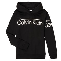 Oblečenie Chlapec Mikiny Calvin Klein Jeans INSTITUTIONAL LINED LOGO HOODIE Čierna