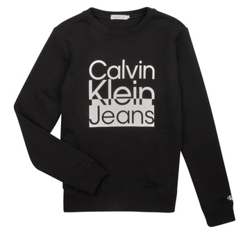 Oblečenie Chlapec Mikiny Calvin Klein Jeans BOX LOGO SWEATSHIRT Čierna