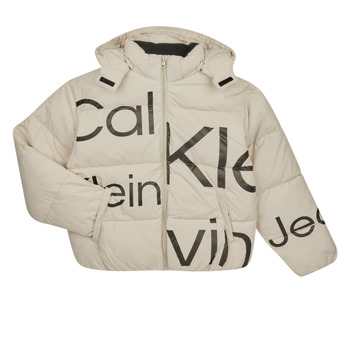 Oblečenie Dievča Vyteplené bundy Calvin Klein Jeans BOLD INSTITUTIONAL LOGO PUFFER JACKET Biela