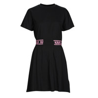 Oblečenie Žena Krátke šaty Karl Lagerfeld JERSEY DRESS W/LOGO WAIST Čierna