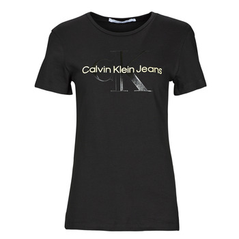 Oblečenie Žena Tričká s krátkym rukávom Calvin Klein Jeans GLOSSY MONOGRAM SLIM TEE Čierna