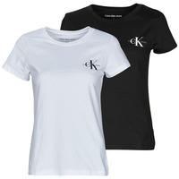 Oblečenie Žena Tričká s krátkym rukávom Calvin Klein Jeans 2-PACK MONOLOGO SLIM TEE Čierna / Biela