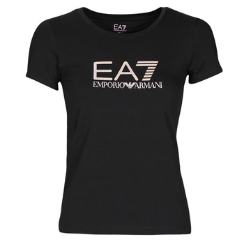 Oblečenie Žena Tričká s krátkym rukávom Emporio Armani EA7 8NTT66 Čierna / Logo / Iris / Modrá
