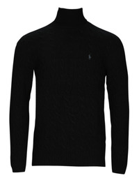 Oblečenie Muž Svetre Polo Ralph Lauren S224SC03-LSCABLETNPP-LONG SLEEVE-PULLOVER Čierna