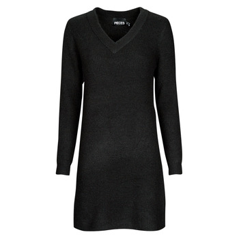 Oblečenie Žena Krátke šaty Pieces PCELLEN LS V-NECK KNIT DRESS Čierna