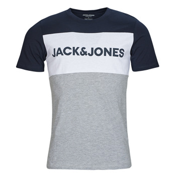 Oblečenie Muž Tričká s krátkym rukávom Jack & Jones JJELOGO BLOCKING TEE Námornícka modrá / Šedá / Biela