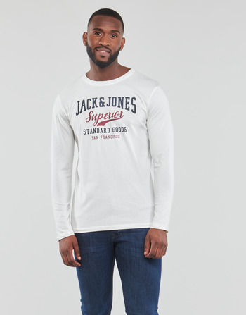 Oblečenie Muž Tričká s dlhým rukávom Jack & Jones JJELOGO TEE LS O-NECK 2 COL Biela