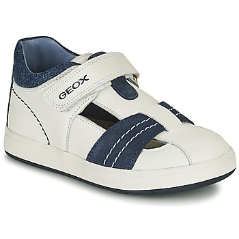 Topánky Chlapec Členkové tenisky Geox B BIGLIA B. A - NAPPA+SCAM. Biela / Námornícka modrá