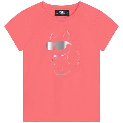 Oblečenie Dievča Tričká s krátkym rukávom Karl Lagerfeld Z15413-43D-C Koralová
