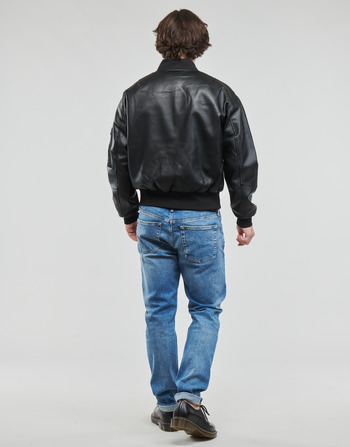 Calvin Klein Jeans FAUX LEATHER BOMBER JACKET Čierna
