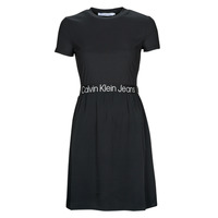 Oblečenie Žena Krátke šaty Calvin Klein Jeans LOGO ELASTIC DRESS Čierna