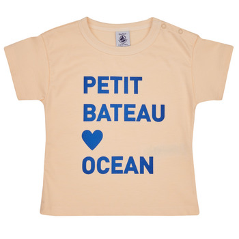 Oblečenie Deti Tričká s krátkym rukávom Petit Bateau FAON Béžová / Modrá