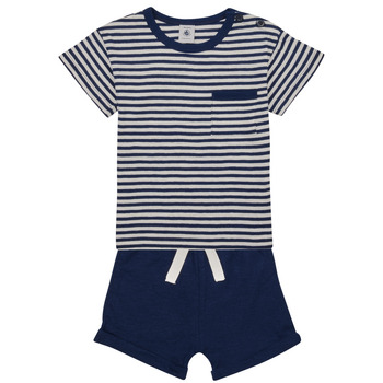 Oblečenie Deti Komplety a súpravy Petit Bateau FEUILLAGE Námornícka modrá / Biela